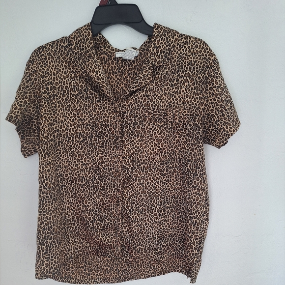 Morgan Taylor Intimates Satin Animal Print Pajama Top Size XS - Picture 1 of 6